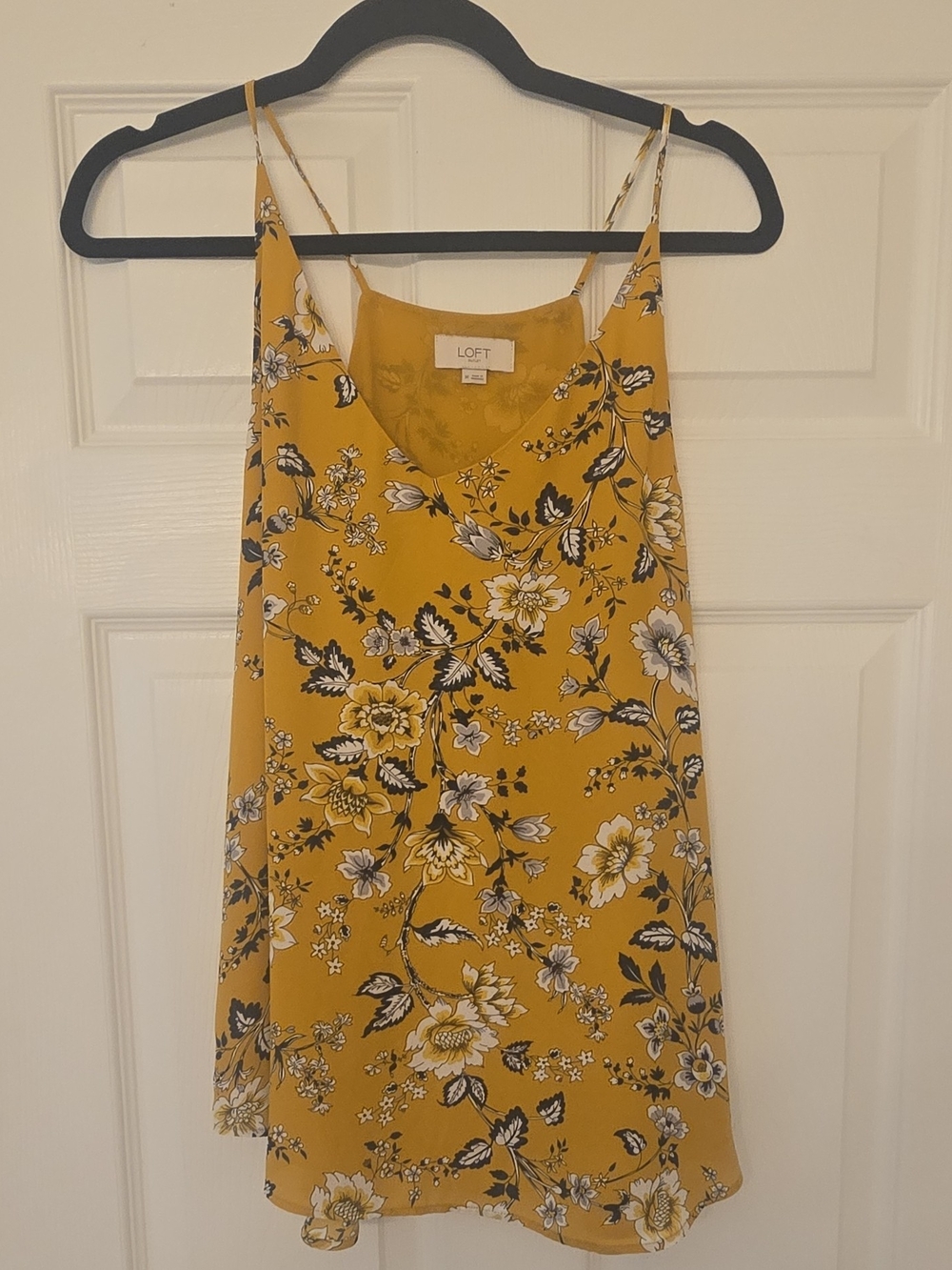 LOFT Women's Mustard Floral Spaghetti-Strap Camisole